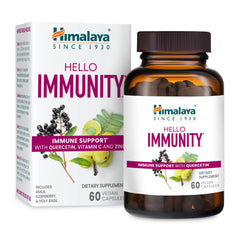 Himalaya Hello Immunity bottle showing quercetin capsules for daily immune support