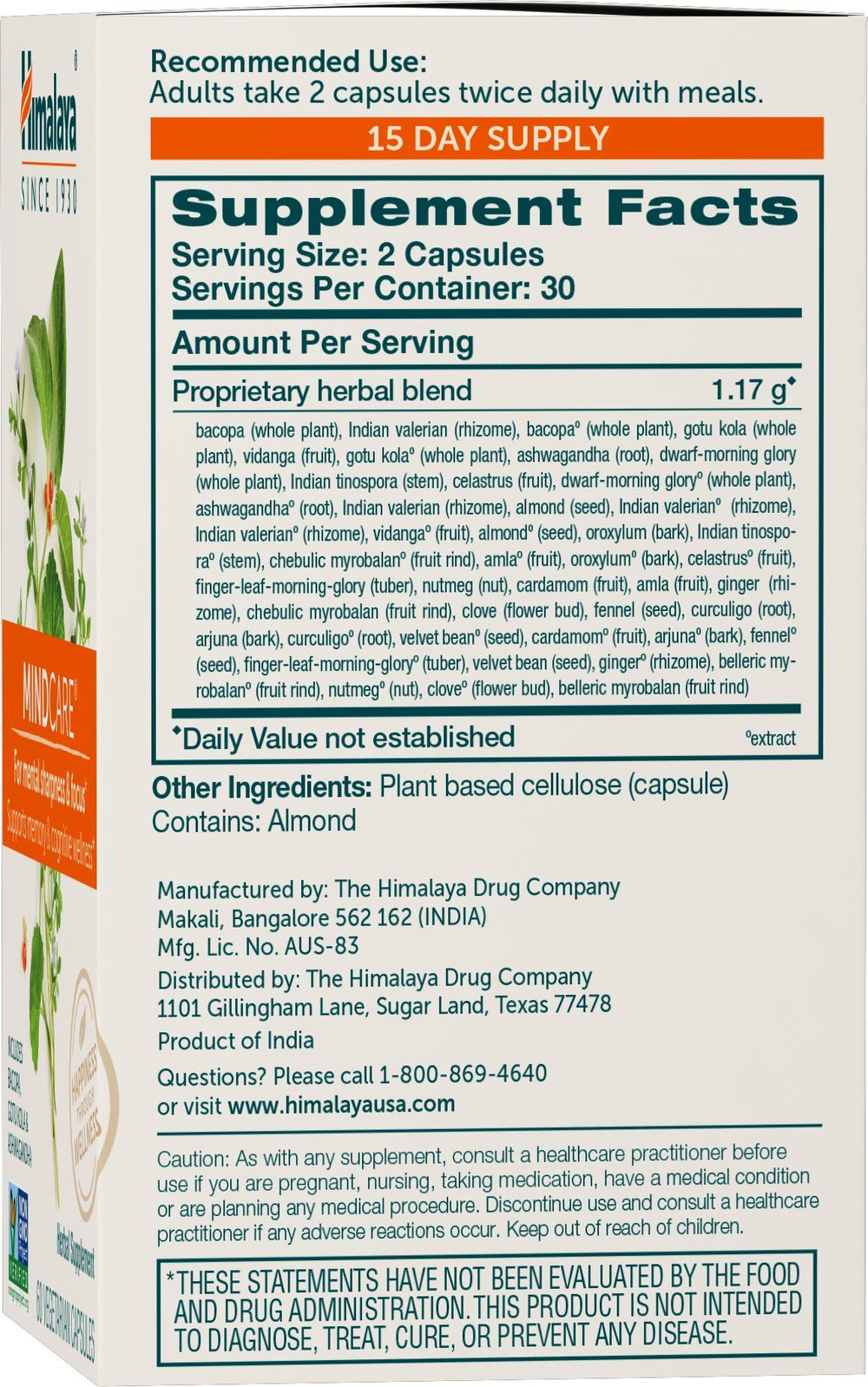 Close-up of Himalaya MindCare capsules showcasing brain herbs