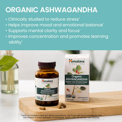 Himalaya Organic Ashwagandha label close-up with certification