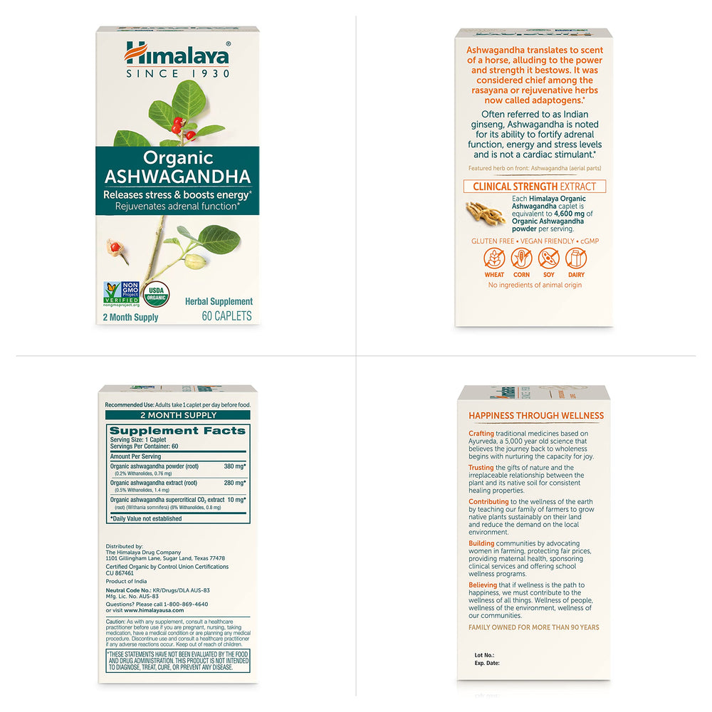 Himalaya organic Ashwagandha packaging and bottle on display