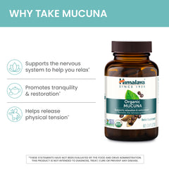USDA Organic label on Himalaya Mucuna Pruriens bottle signaling pure botanicals.