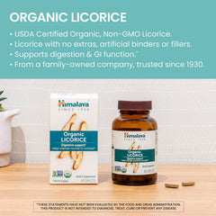 Himalaya Organic Licorice ingredients display organic powder and extract.
