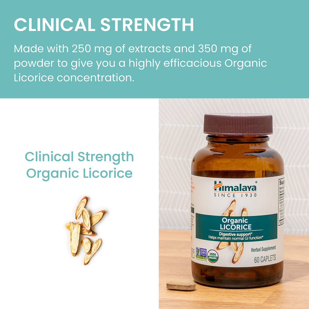 Himalaya Organic Licorice gluten-free label emphasizes dietary compatibility.