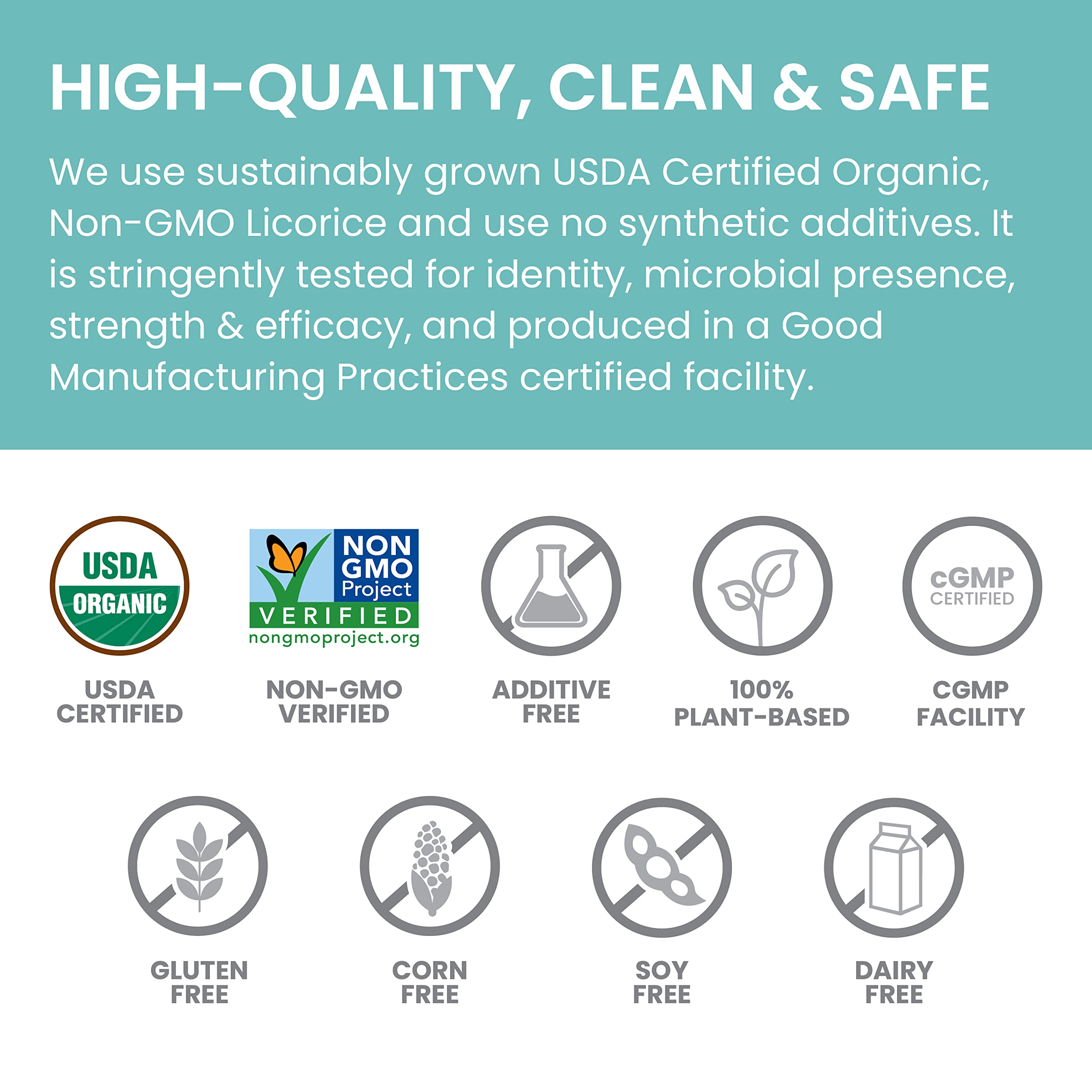 Himalaya Organic Licorice vegan non-GMO gluten-free label on box.