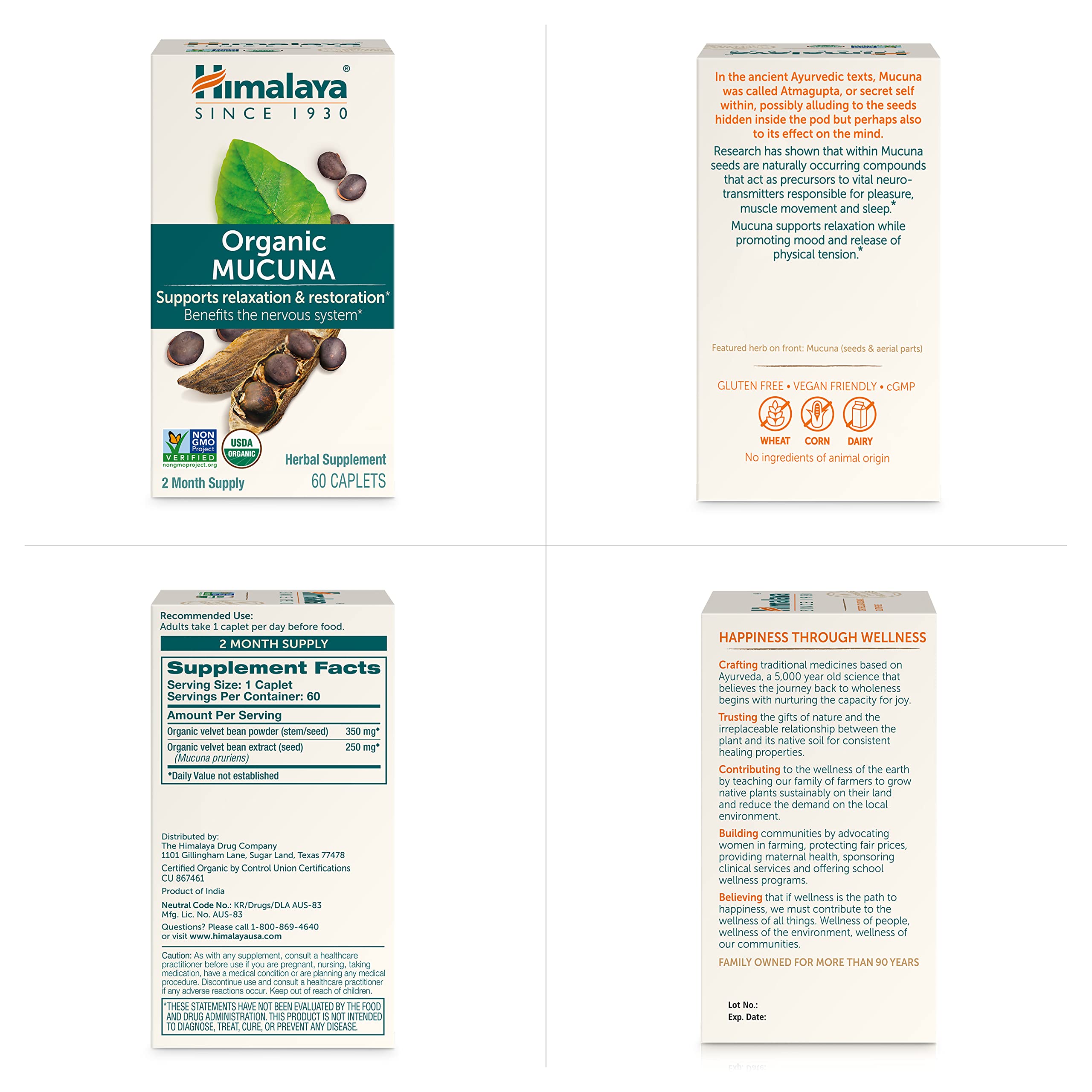 Himalaya Organic Mucuna Pruriens on a clean surface, ideal for daily calm and focus routines.