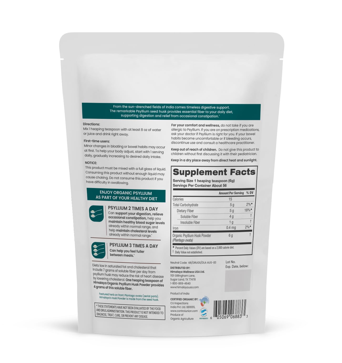 Himalaya Psyllium Husk Powder measuring spoon for easy portions