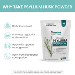 Himalaya Psyllium Husk Powder organic label showing USDA certification
