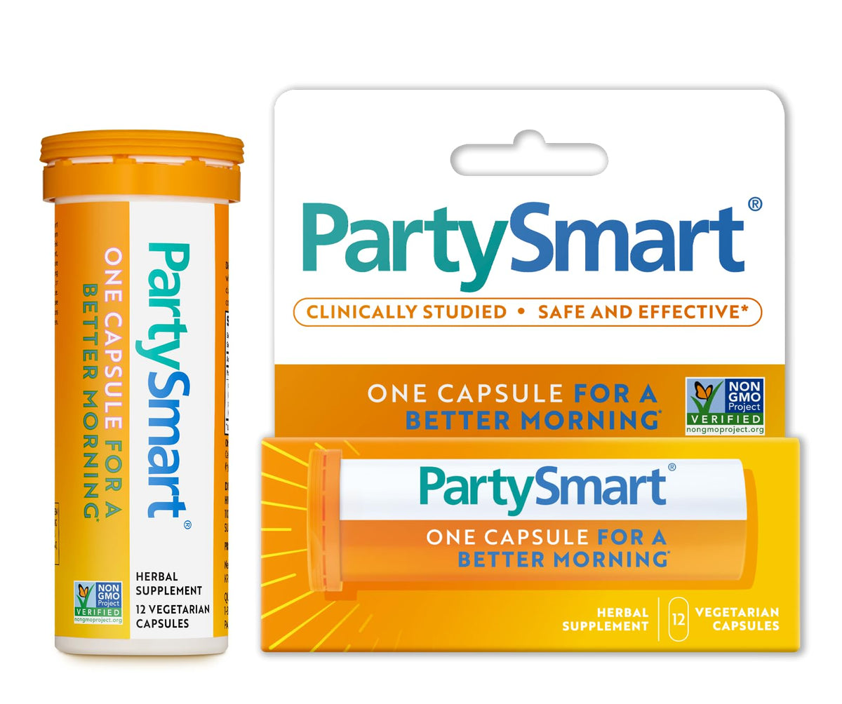 Himalaya PartySmart tube on a nightstand for a smoother morning