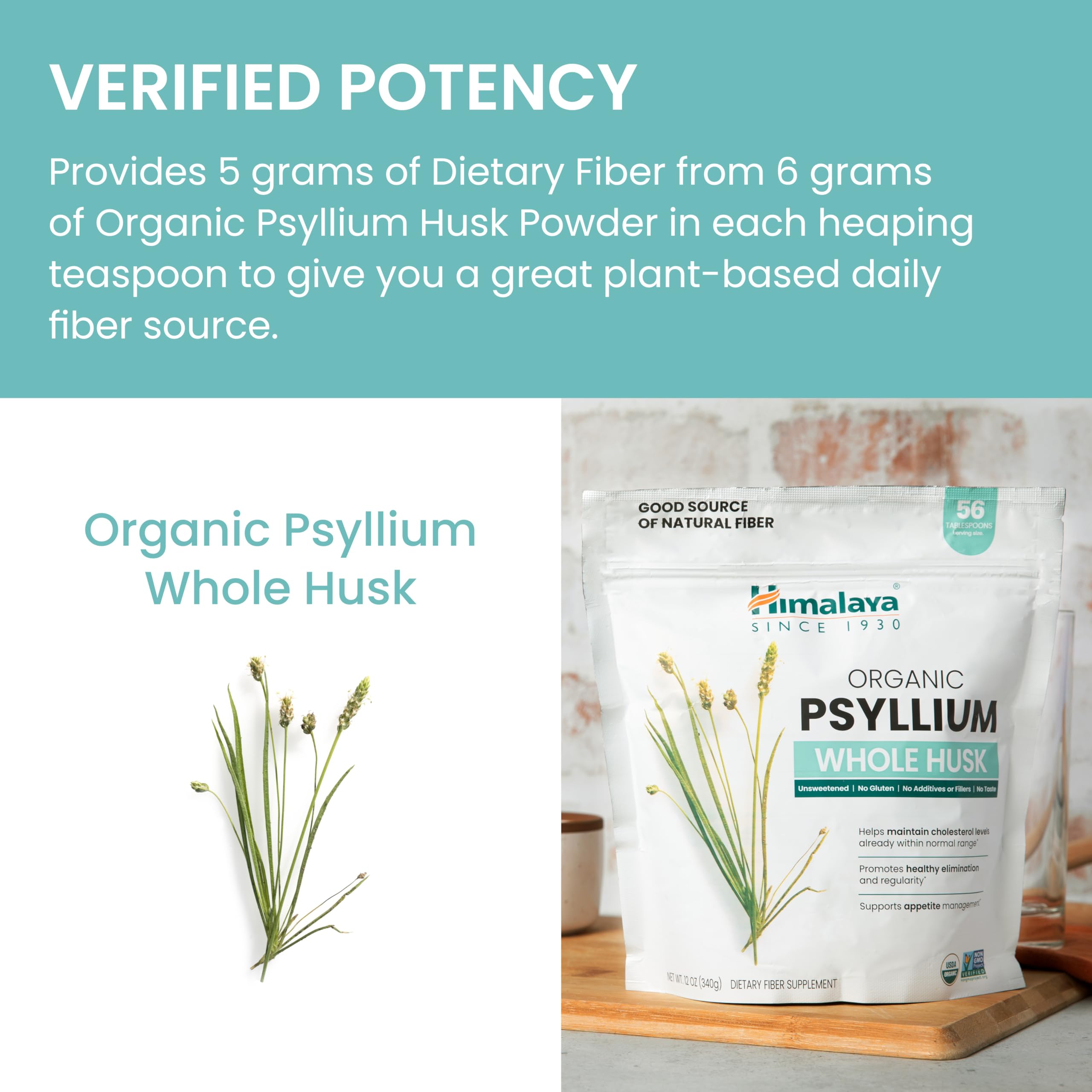 Himalaya vegan psyllium provides plant-based fiber support.