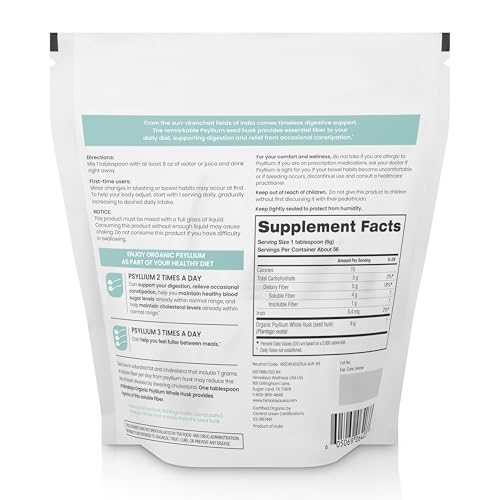 Himalaya psyllium measuring spoon highlights easy 1 tablespoon daily serving.