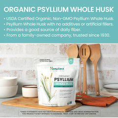 Himalaya Psyllium Whole Husk stirred into water shows smooth mix and convenient consumption.