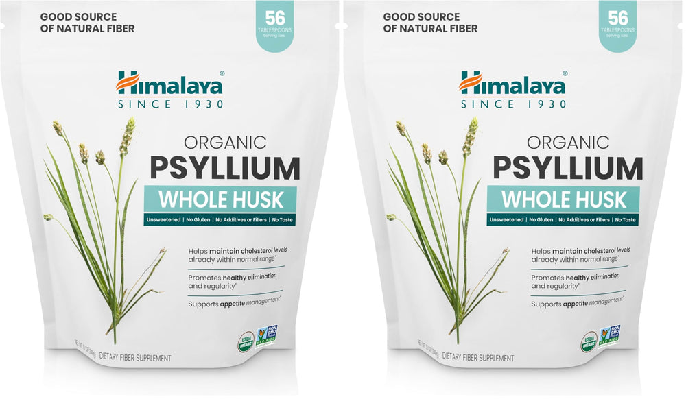 Himalaya Psyllium Whole Husk powder close-up for natural daily fiber support.