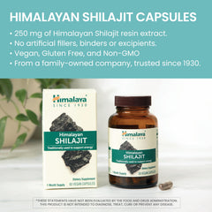 Himalaya Shilajit capsules close-up for convenient daily use.
