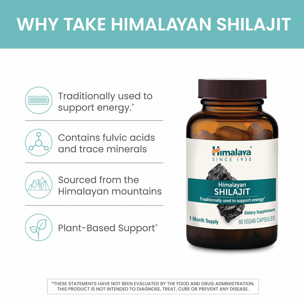 Himalaya Shilajit resin from Himalayan habitat emphasizes pure origin.