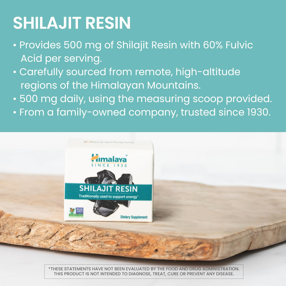 Himalaya Shilajit Resin jar-pouring demonstrates easy dispersion into beverages.