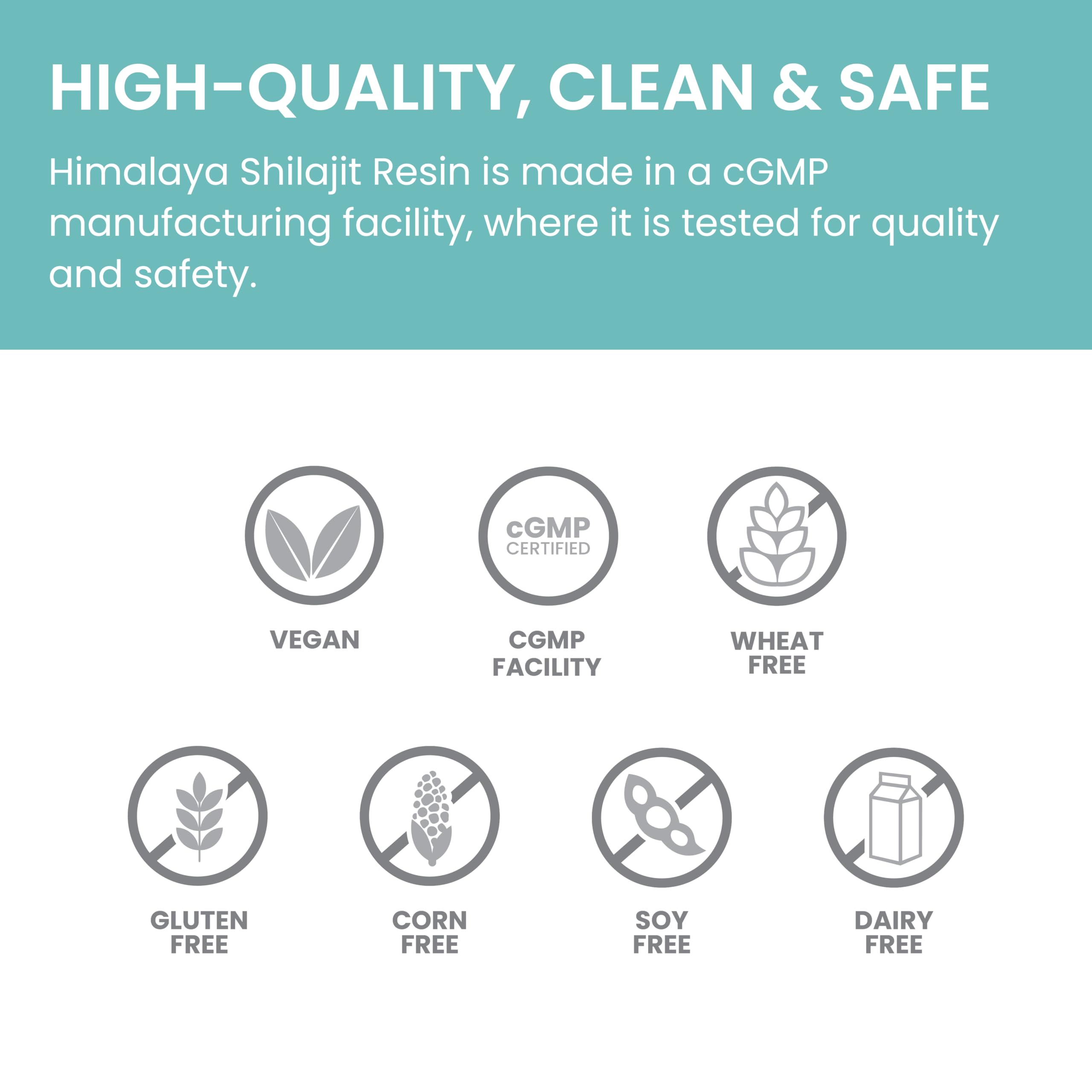 Himalaya Shilajit Resin packaging-box emphasizes non-GMO labeling and quality.