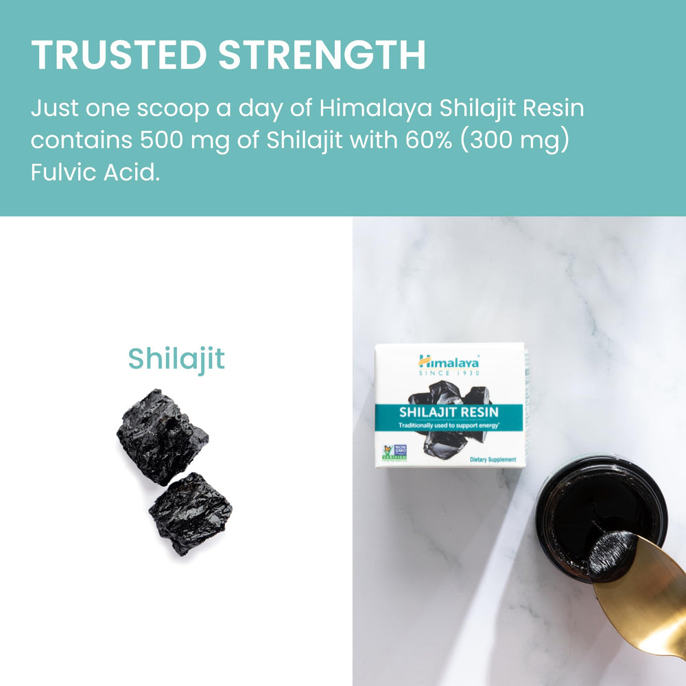 Himalaya Shilajit Resin ready-to-mix-tea illustrates versatile beverage use.