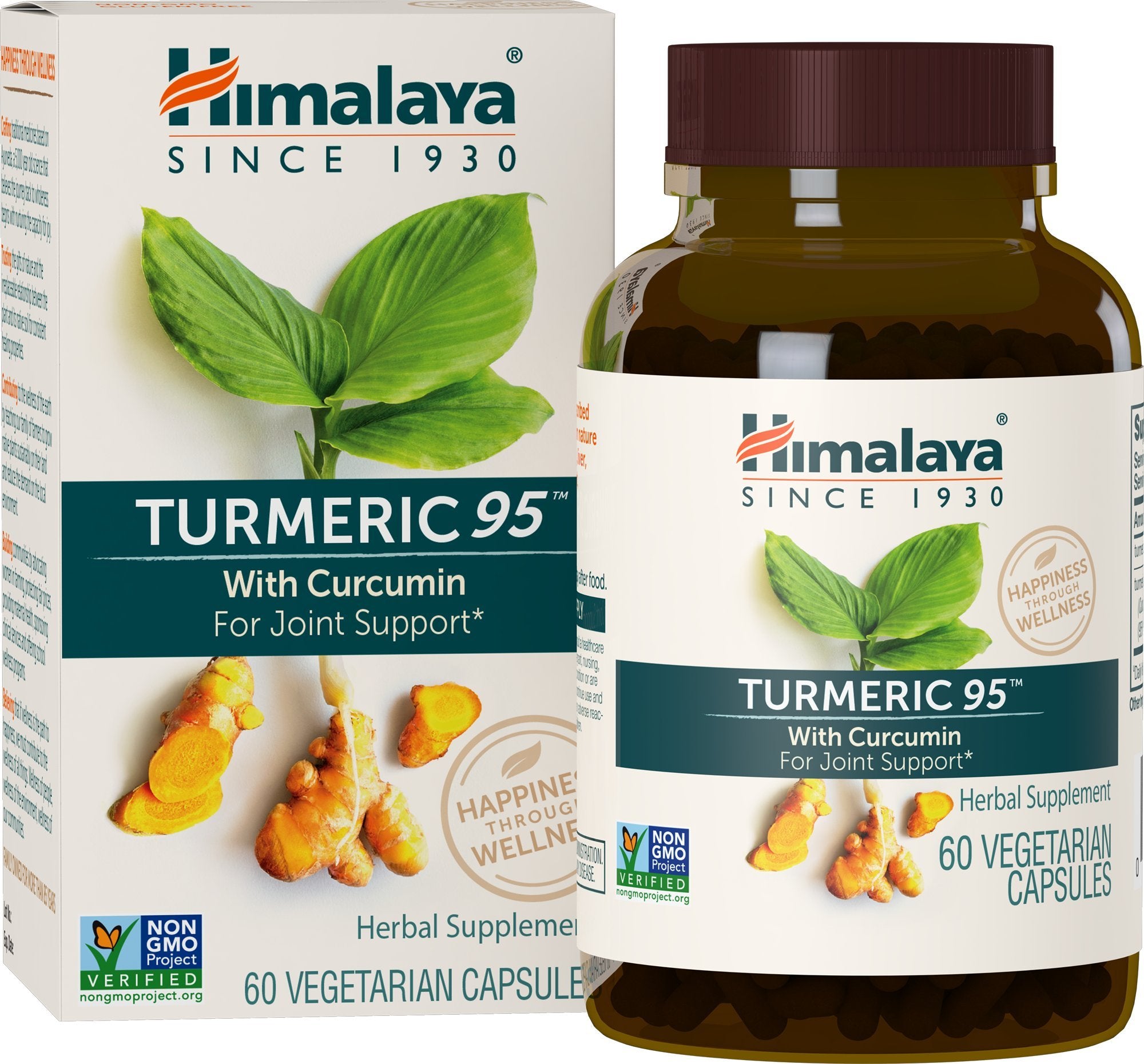 Himalaya Turmeric 95 bottle label closeup highlighting 95% curcuminoids