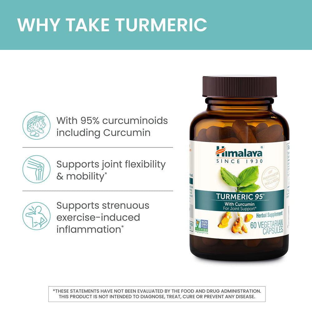Himalaya Turmeric 95 capsules close-up on a clean surface