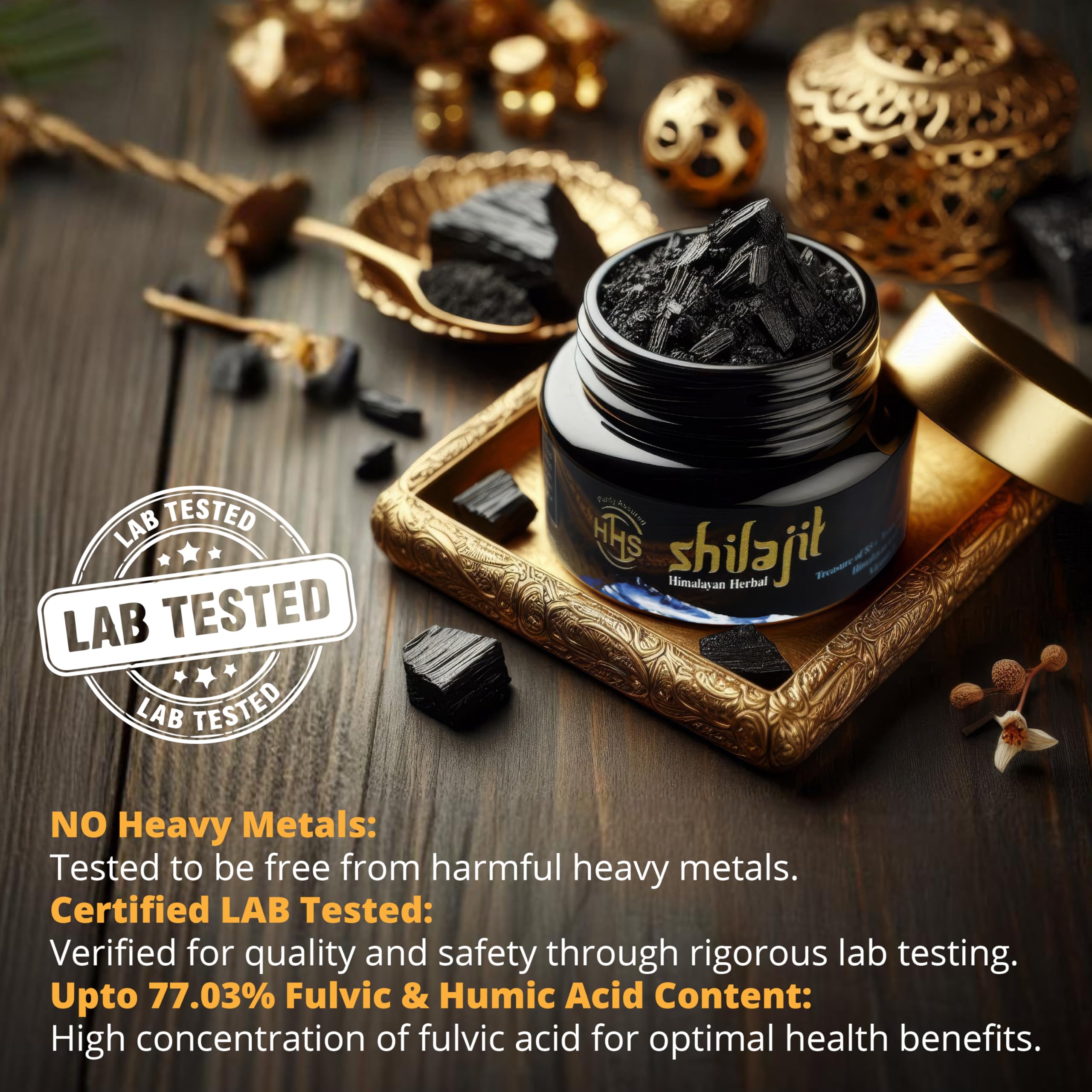 Himalayan Herbal Shilajit resin lab test certificate showing purity