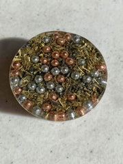 Himalayan Pink Salt Single Crystal Tower Buster Orgone Generator tower close-up reveals handmade texture and imperfections