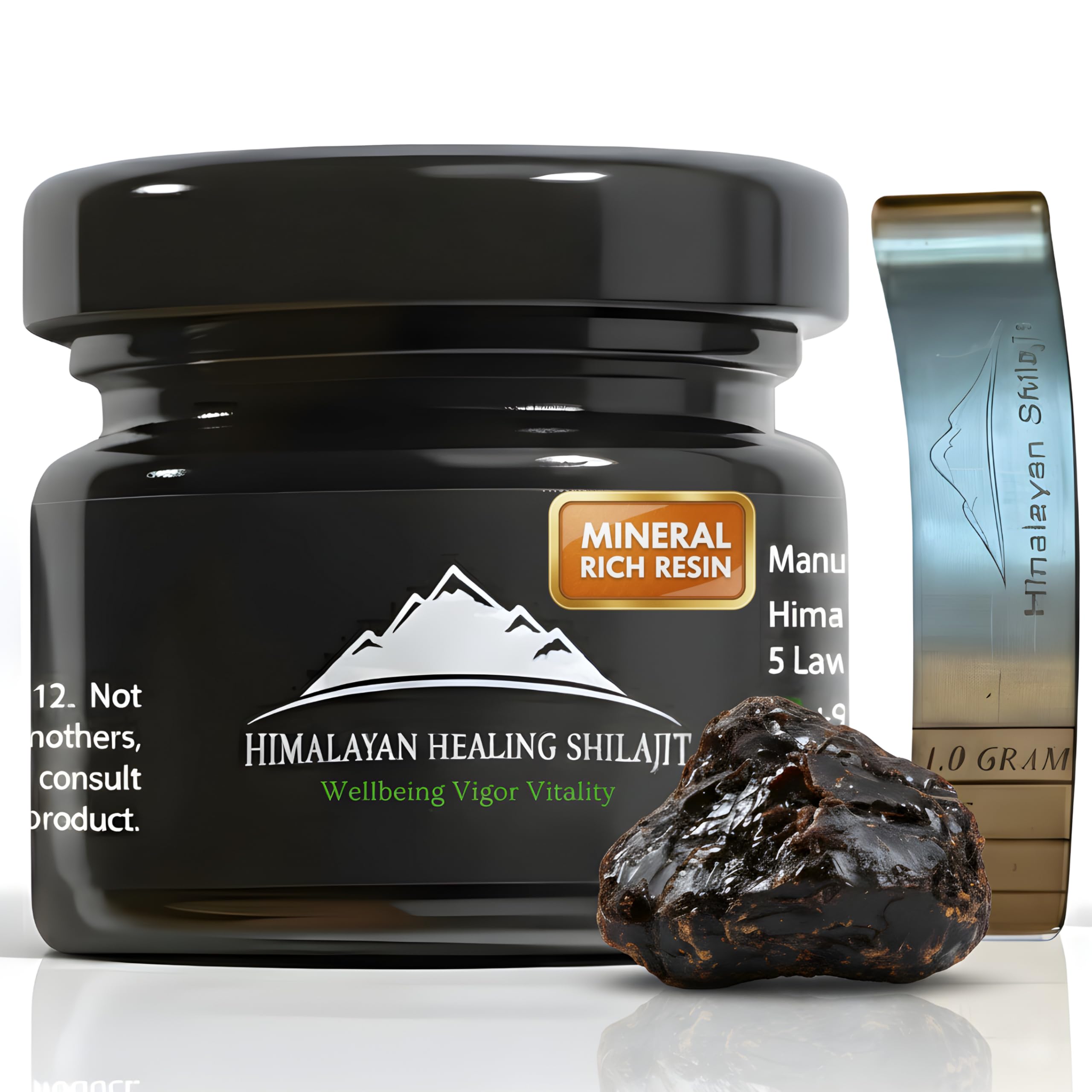 Himalayan Shilajit Gold Grade resin jar closeup showing purity and potency for daily energy