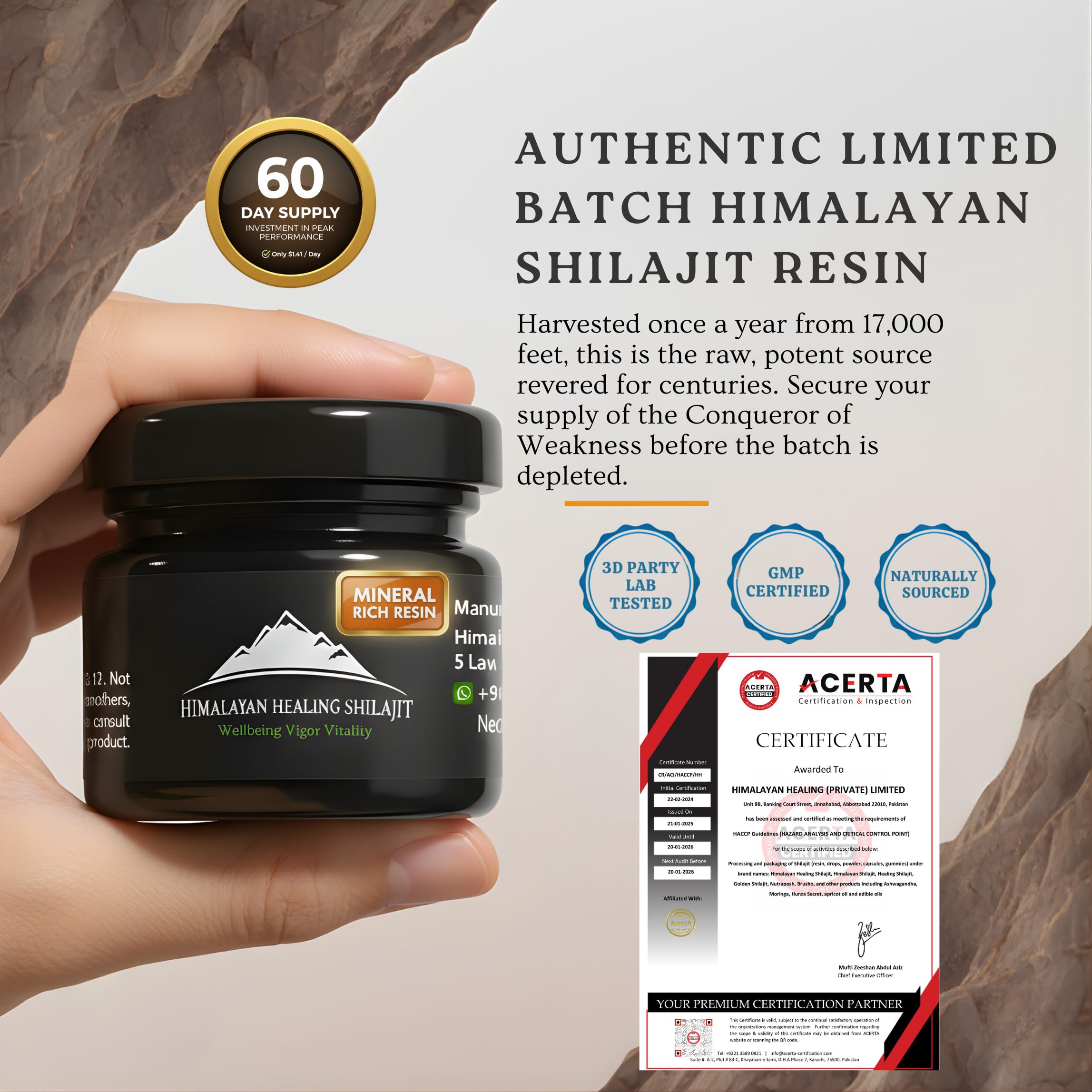 Himalayan Shilajit Gold Grade resin pouring into glass for quick absorption and focus