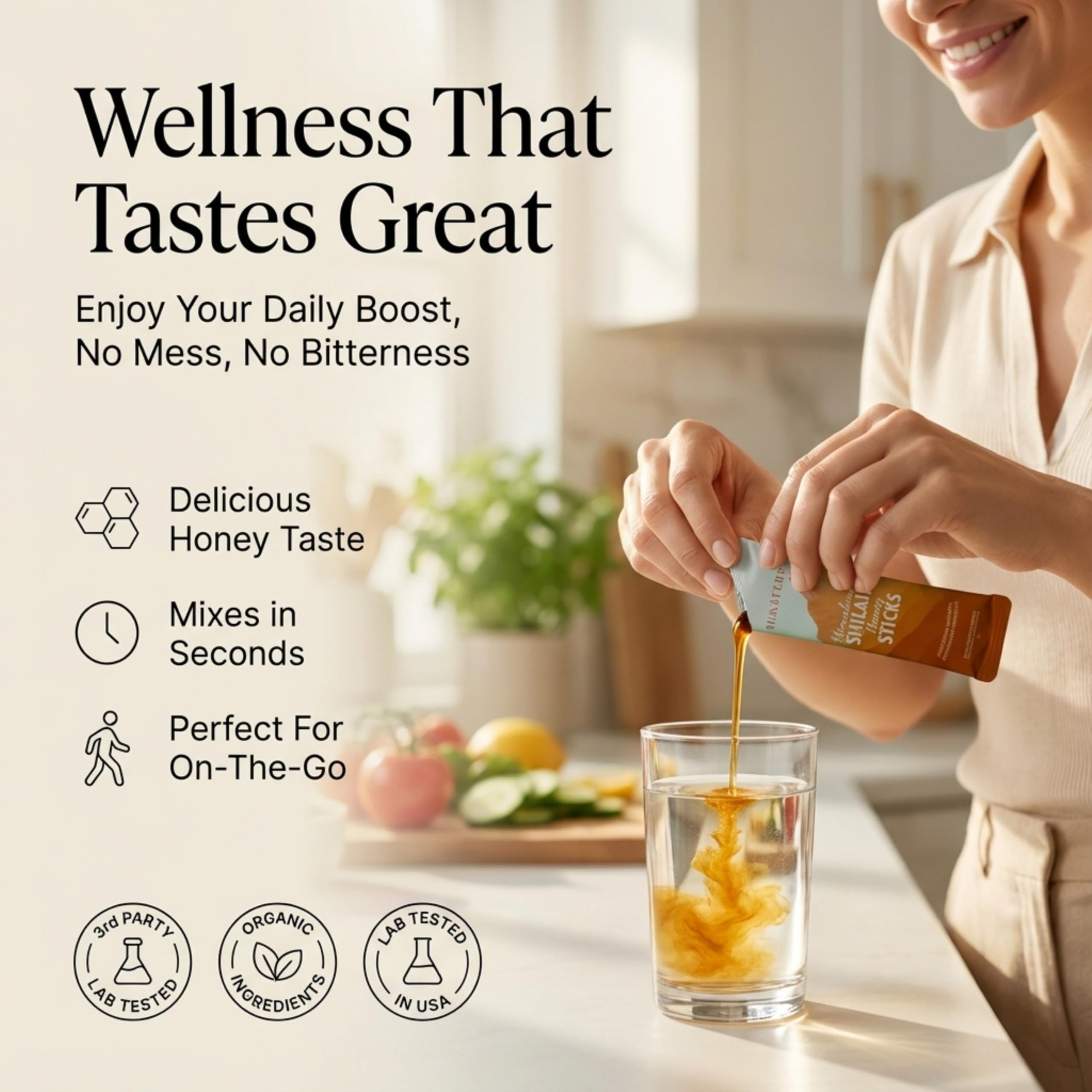 HIMĀTERRA Shilajit Honey Sticks vegan sugar free format.