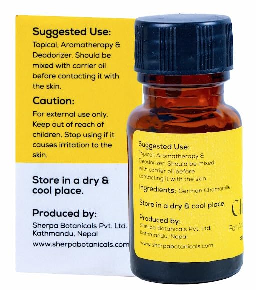 German Chamomile oil diffuser blend by Sherpa Botanicals for relaxation.