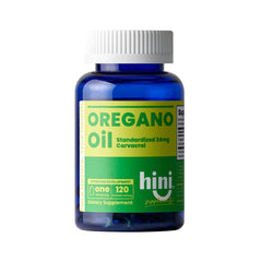 HINI Oregano Oil softgel bottle in packaging for easy daily use.