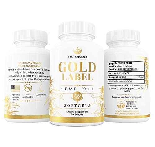 Close-up of Hinterland Verlag Gold Label softgels showing smooth texture