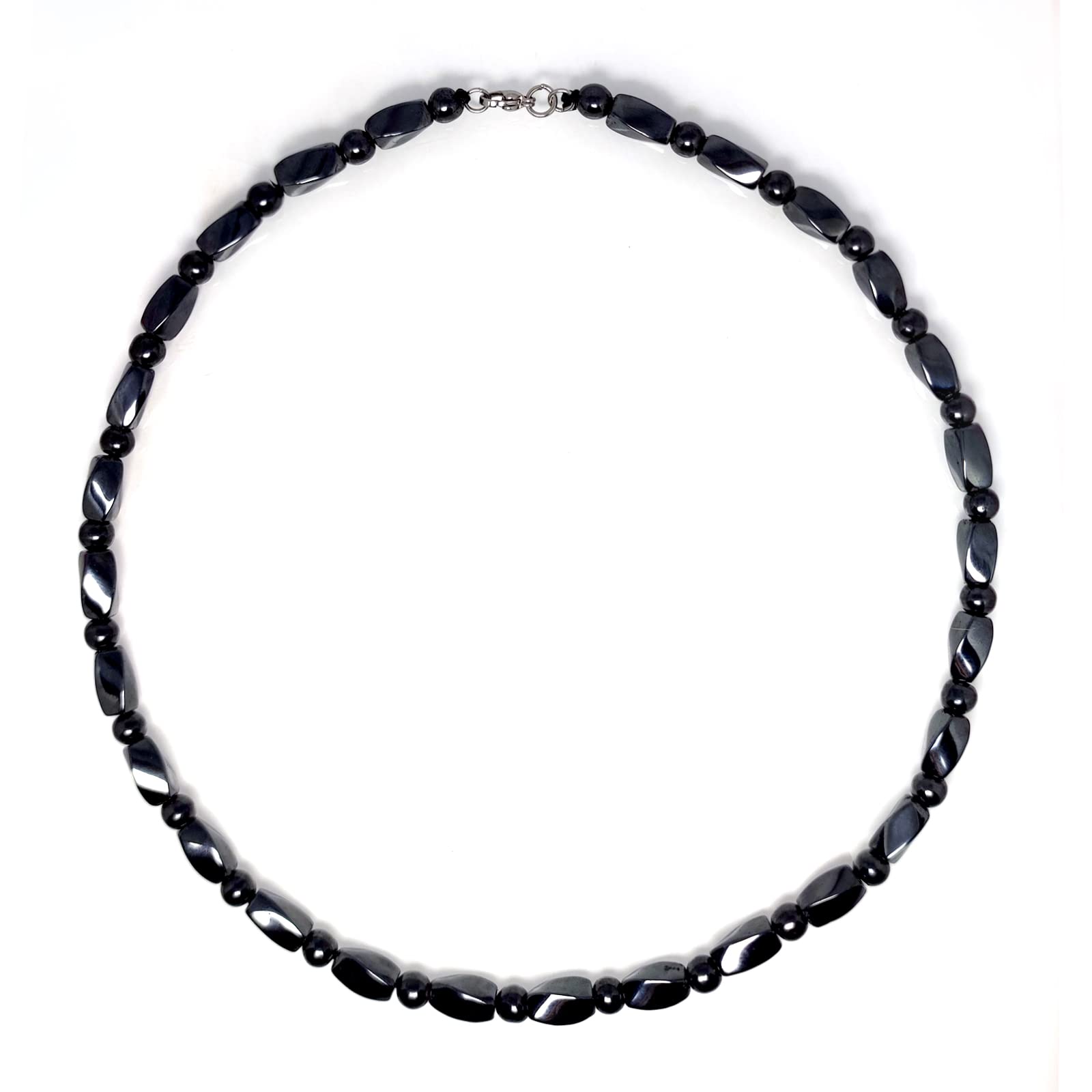 Hion magnetic therapy necklace with black obsidian beads for grounding and daily style.