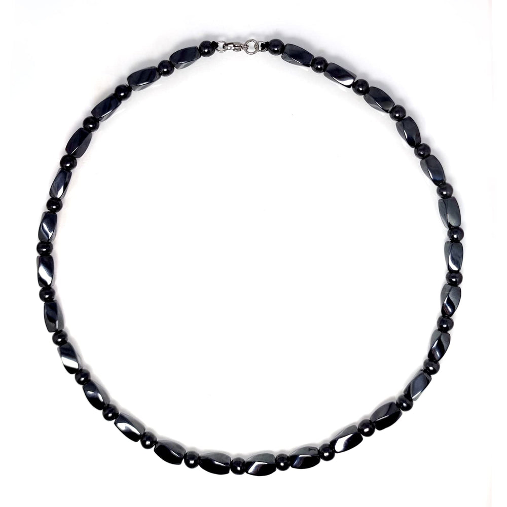 Hion magnetic therapy necklace with black obsidian beads for grounding and daily style.