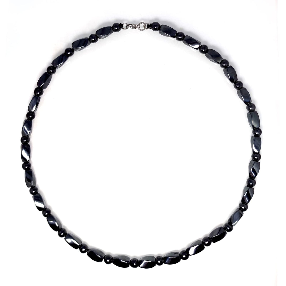 Hion magnetic therapy necklace with black obsidian beads for grounding and daily style.