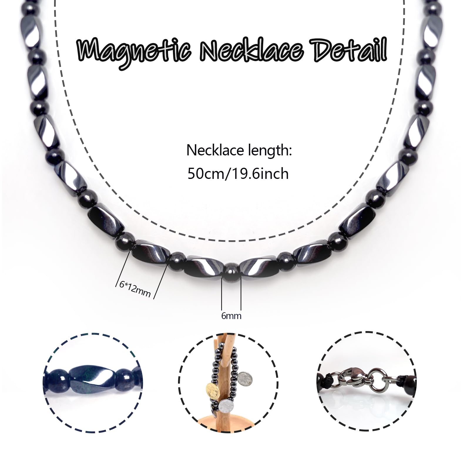 Hion magnetic therapy necklace featuring hematite magnets for protection and versatile wear.