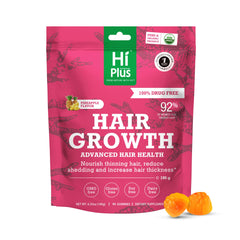 HiPlus hair growth accelerator bottle shows easy daily use for nourished-looking hair