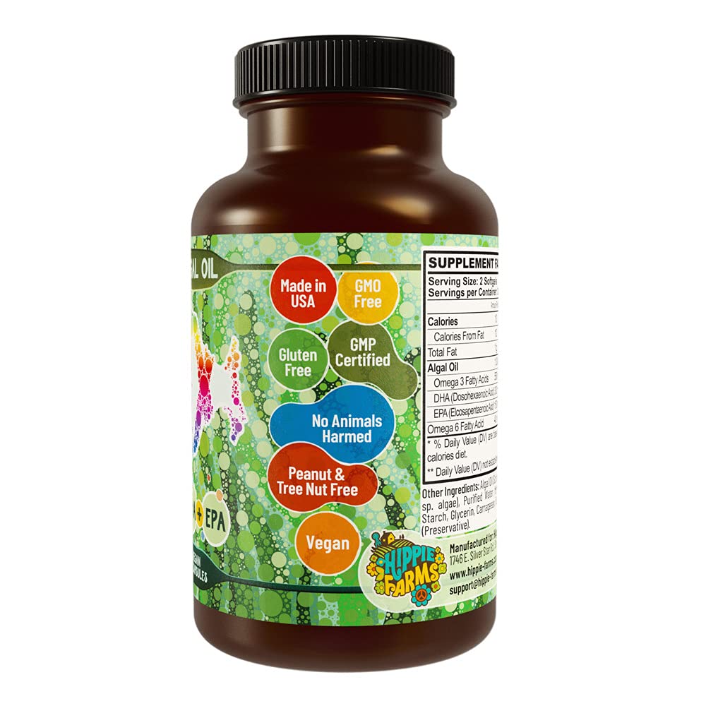 Hippie Farms groovy guarantee on omega3 bottle invites trust.