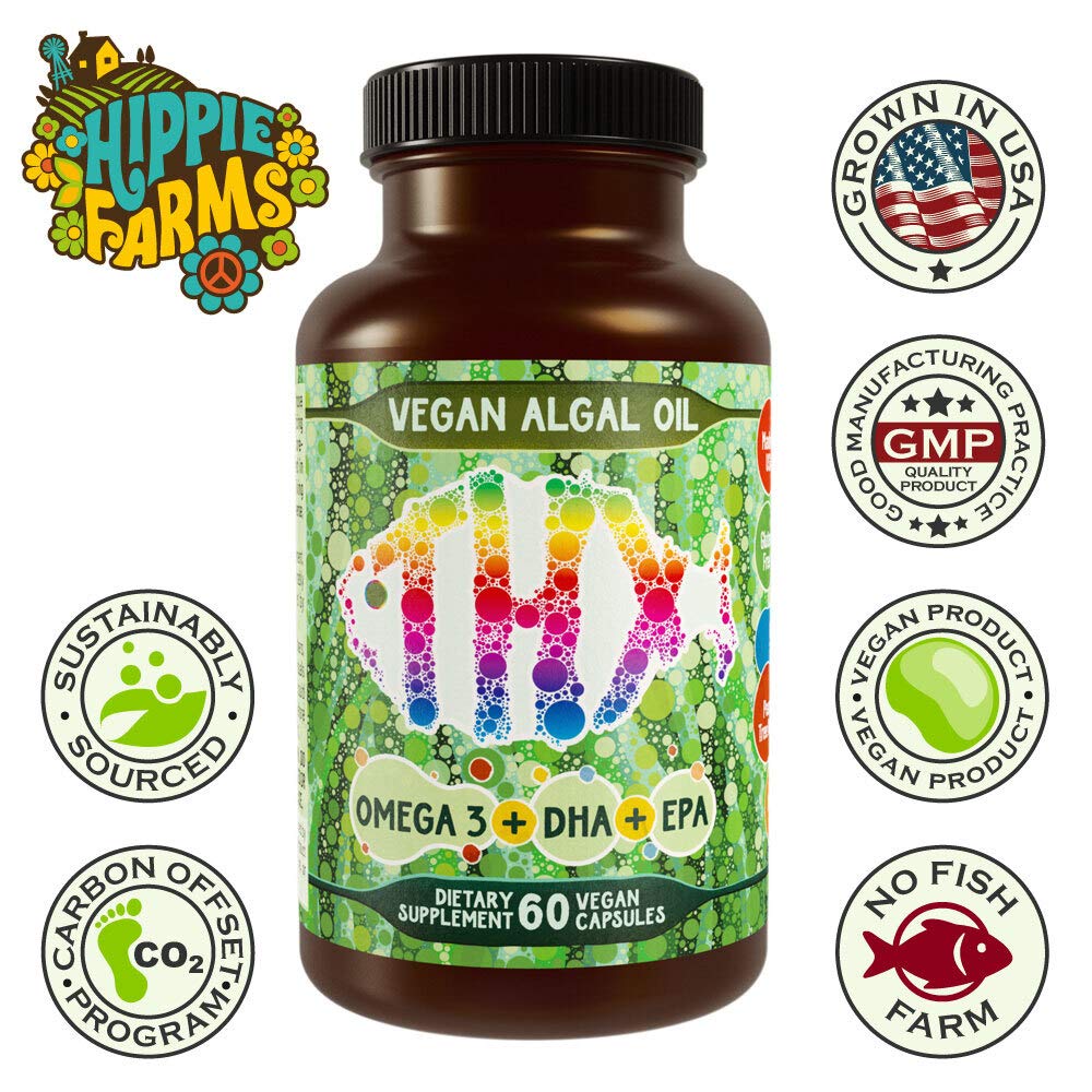 Hippie Farms algae oil usa farm-grown bottle highlights sustainable sourcing.