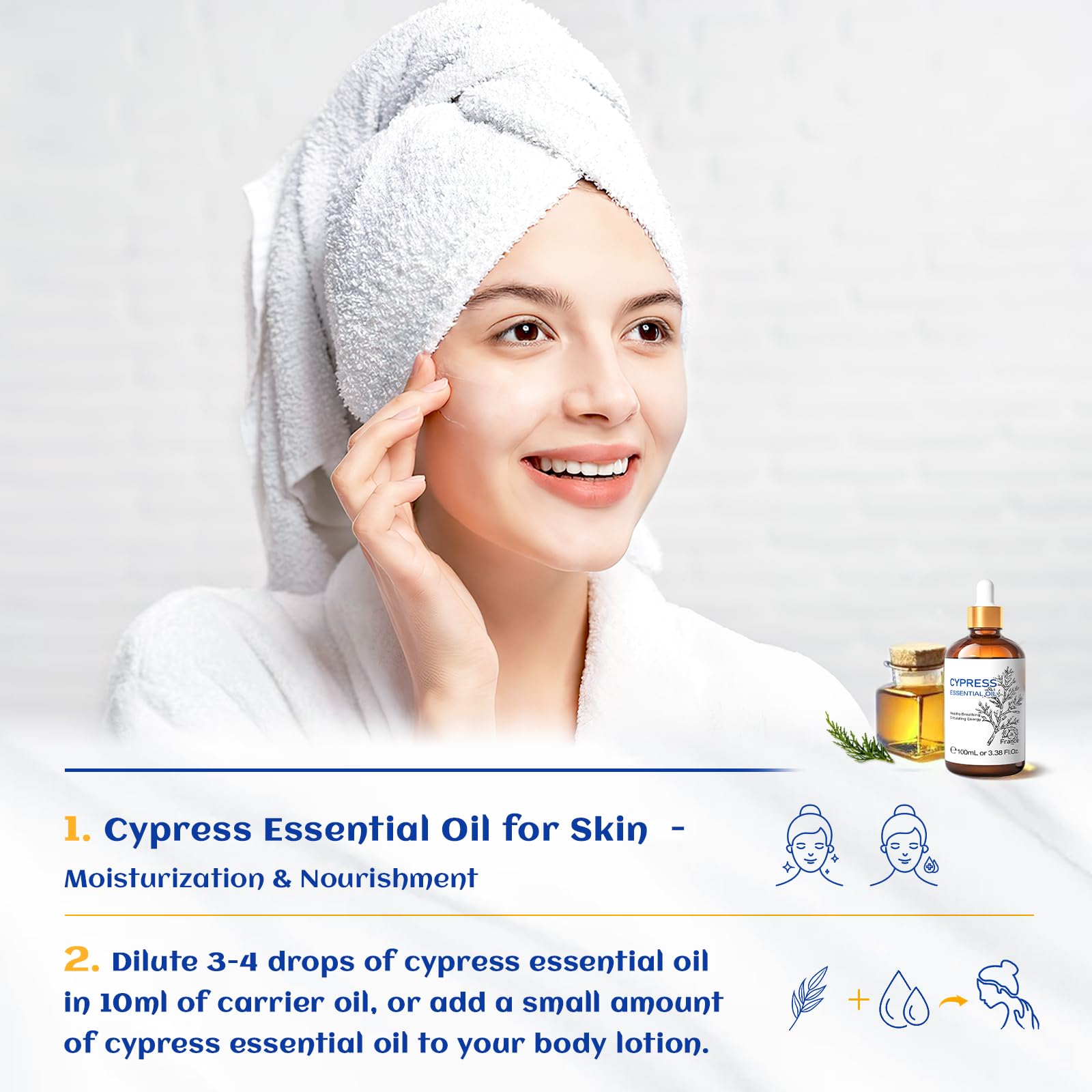 HIQILI aceite esencial de ciprés, cuidado de piel con aroma relajante