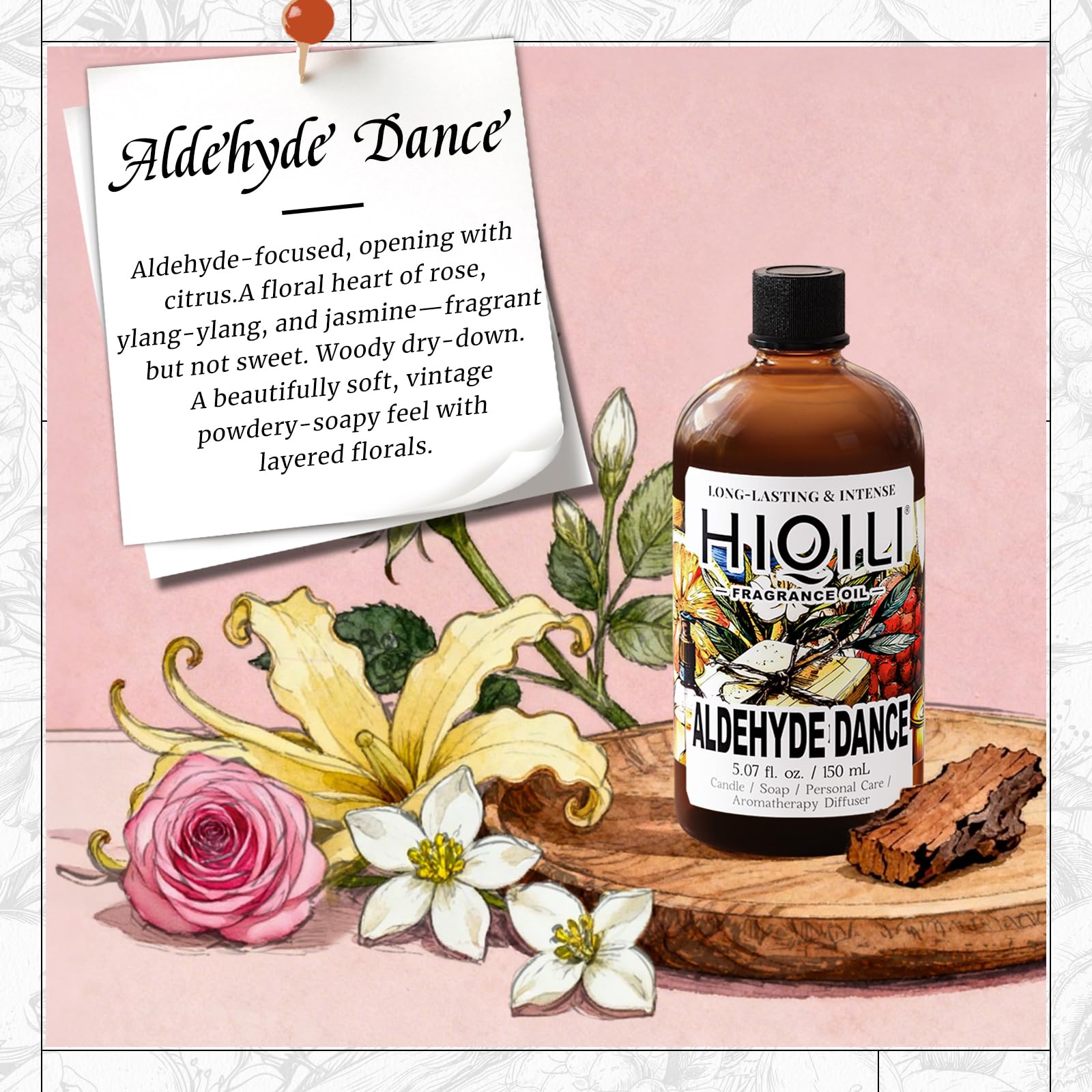 HIQILI Aldehyde Dance fragrance oil label signals premium home scents