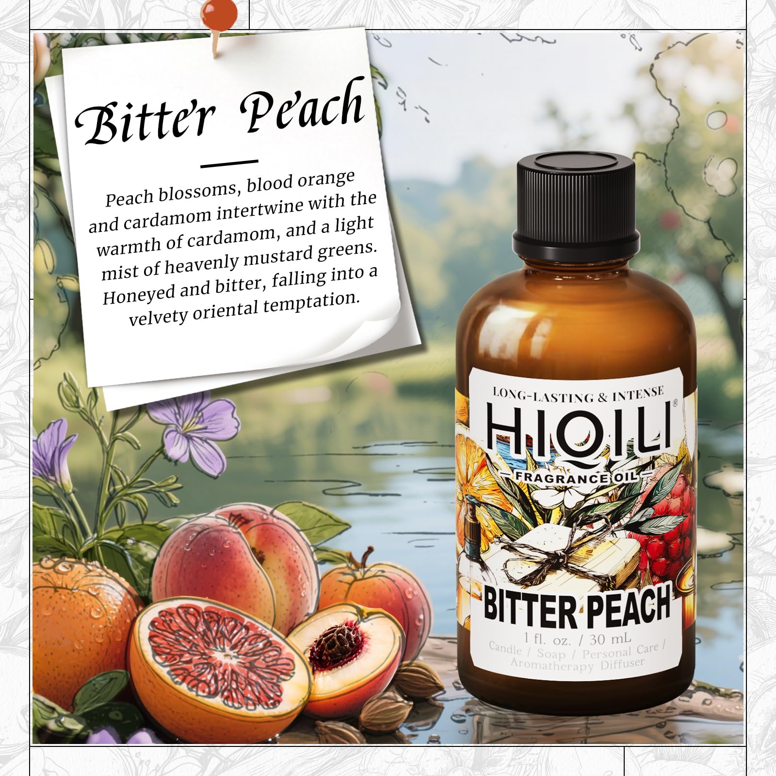 HIQILI Bitter Peach Fragrance Oil dropper for precise DIY measurement