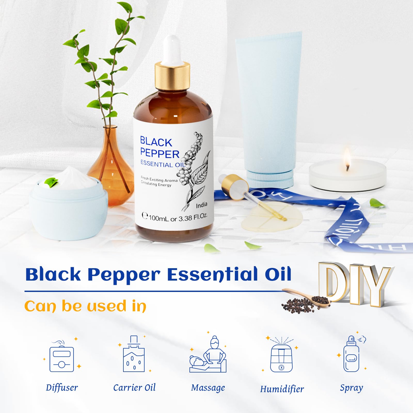 HIQILI Black Pepper Oil air-diffuser usage adds a warm atmosphere to any room