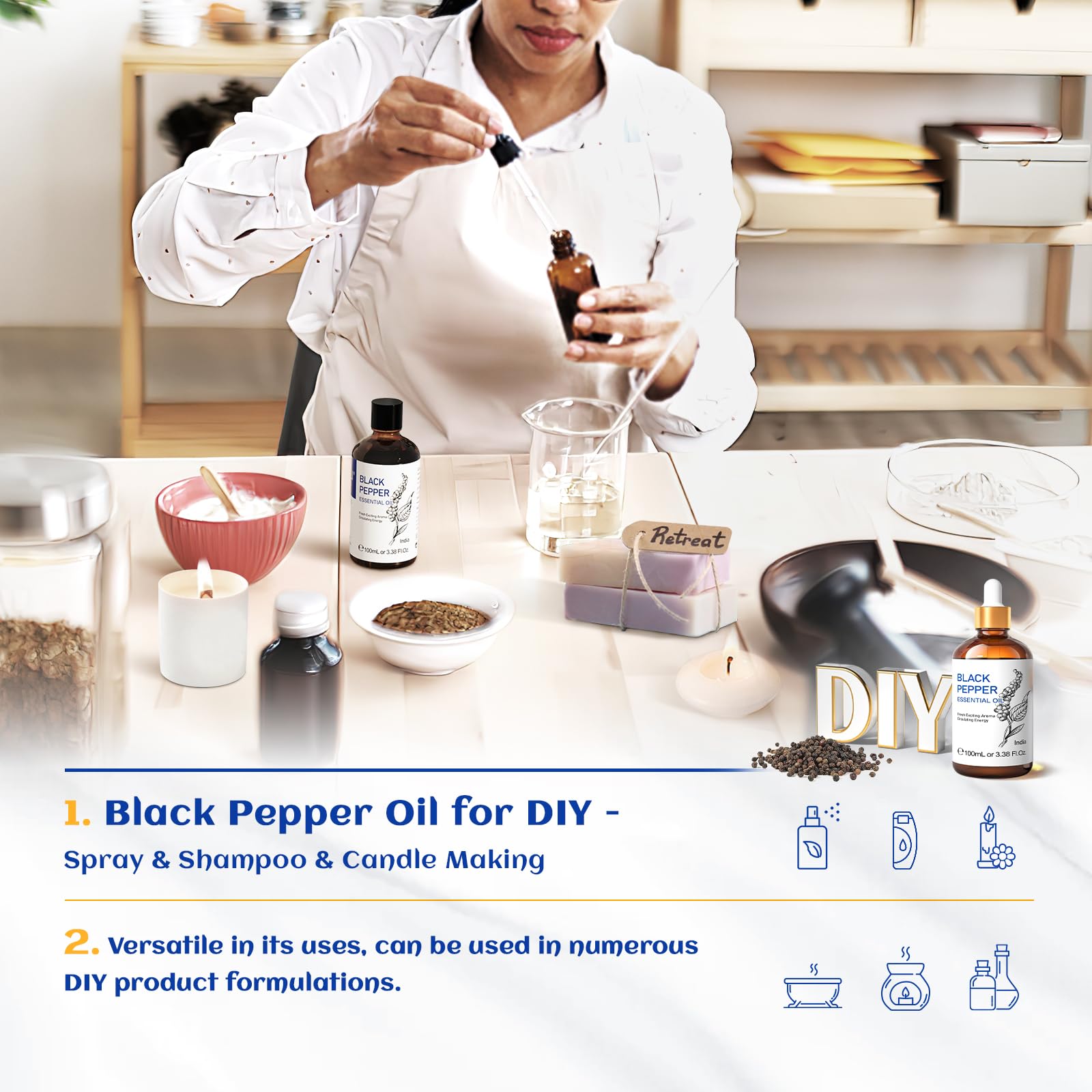 HIQILI Black Pepper Oil candle-diy concept highlights scent layering in home crafts