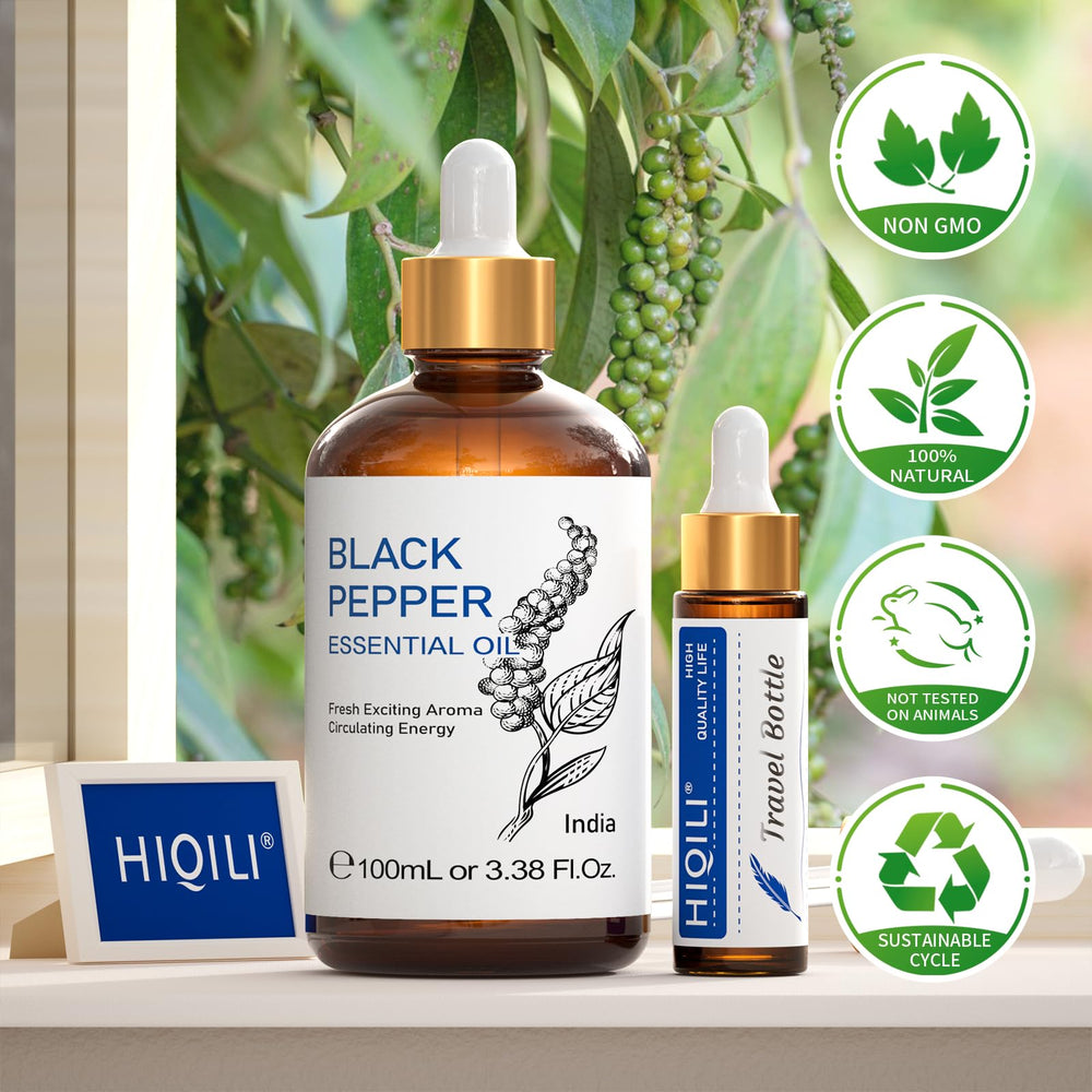 HIQILI Black Pepper Oil vetiver blend supports relaxation during meditation or yoga