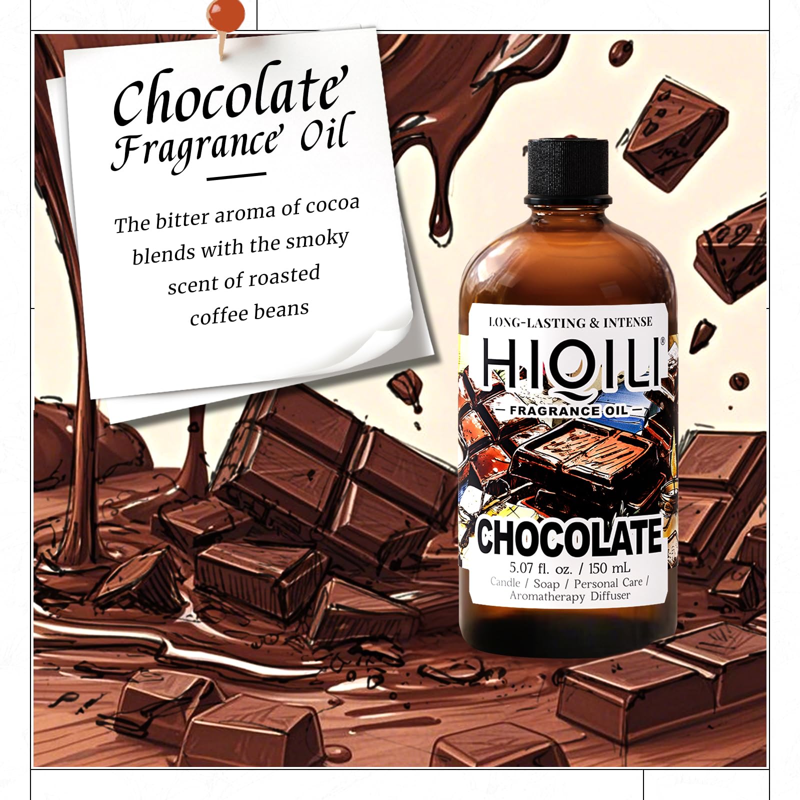 HIQILI Chocolate Fragrance Oil diffusion fills rooms with warm scent.