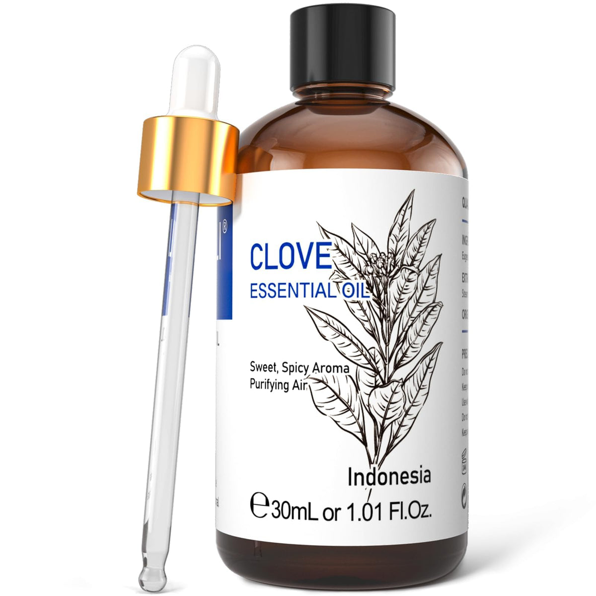 HIQILI Clove Oil bottle for oral care and aromatherapy.