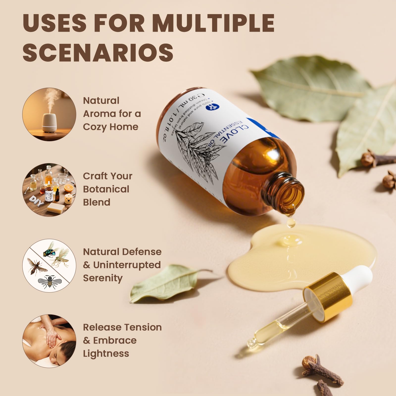 HIQILI Clove Oil for laundry odor control and freshness.