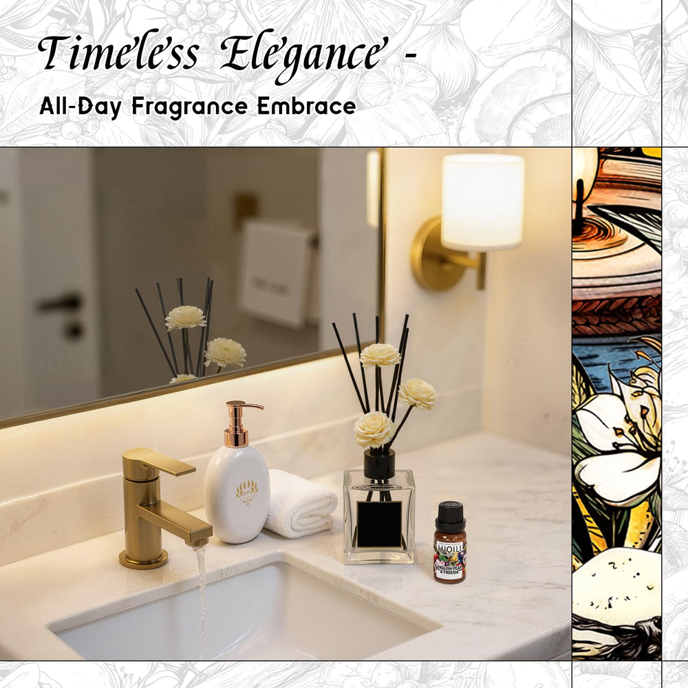 Reed diffuser setup with HIQILI oil delivering balanced notes softly.