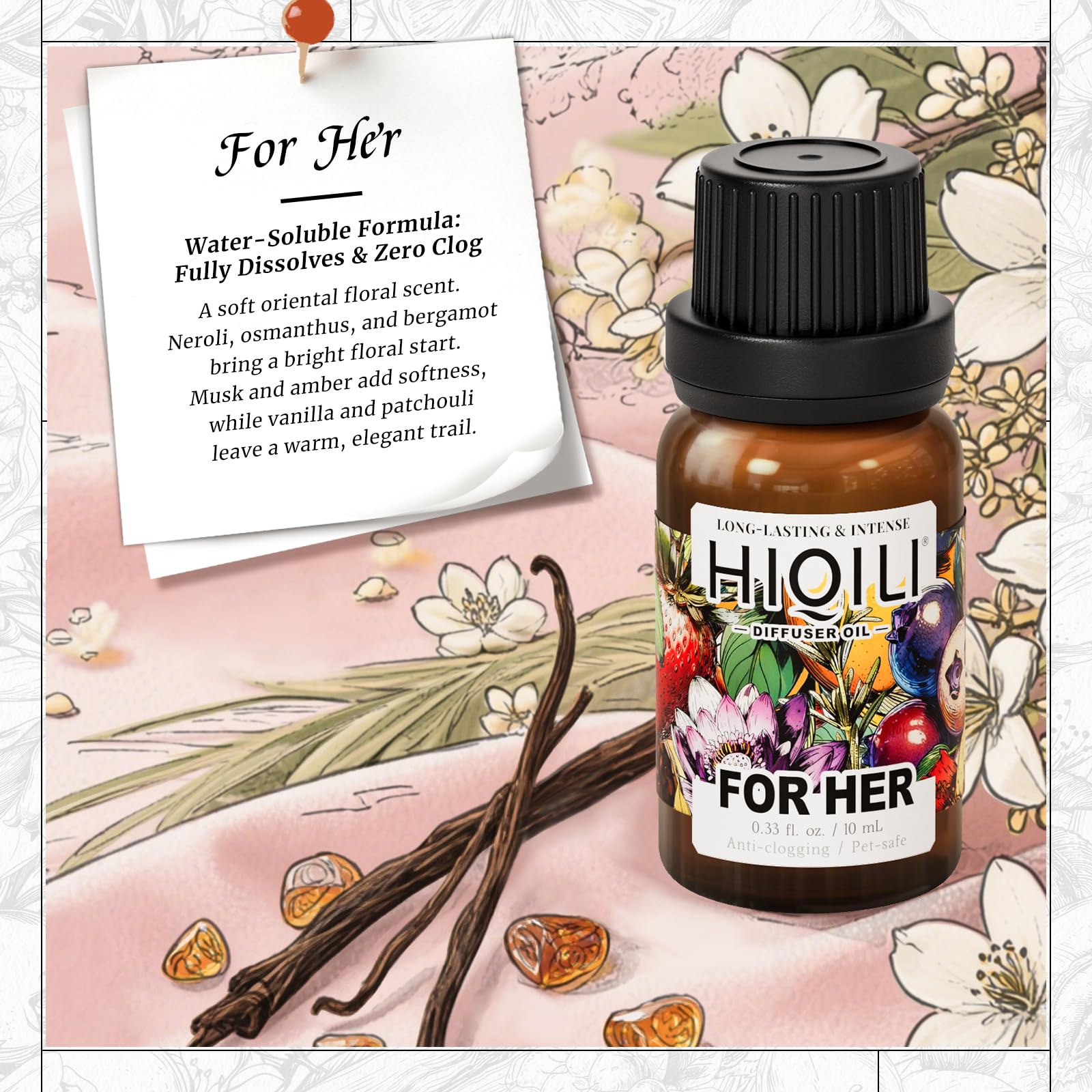 HIQILI for Her diffuser oil promotes fast, even diffusion in large rooms.