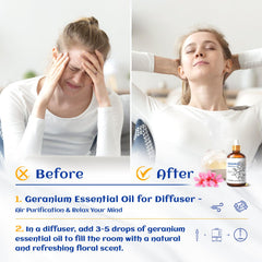 HIQILI Geranium diffuser aroma demonstrates calming floral notes for home ambiance.